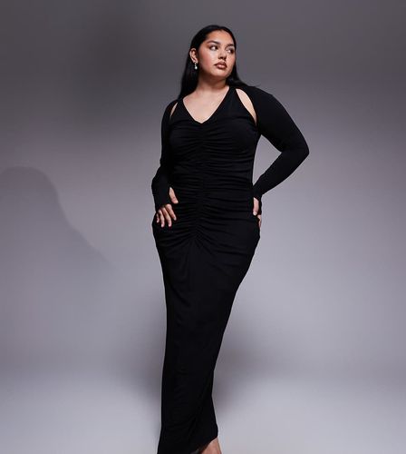 Robe longue à manches longues, découpes aux épaules et dos ouvert - Tfnc Plus - Modalova