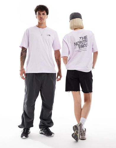 T-shirt oversize lilla con stampa di montagne sul retro - The North Face - Modalova