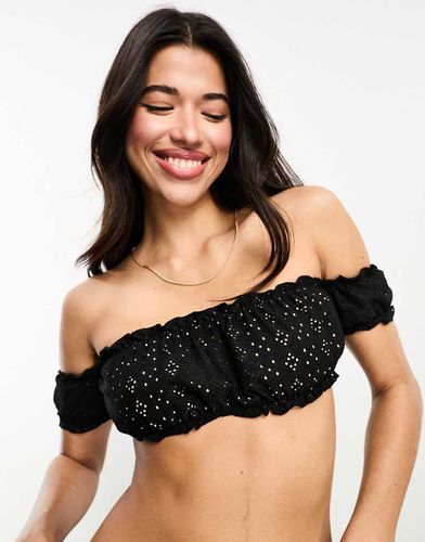 Mystic - Top bikini in pizzo con spalle scoperte, scollo alla Bardot e volant - The Frolic - Modalova