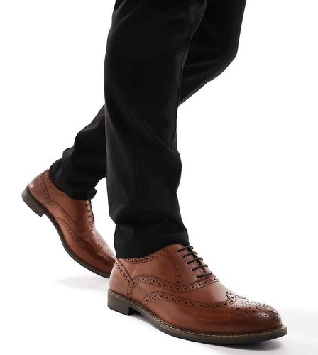 Thomas Crick - Scarpe brogue eleganti in pelle color cuoio a pianta larga - Thomas Crick Wide Fit - Modalova