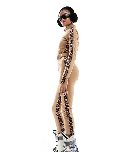 Tall - Tuta jumpsuit da sci con cintura e dettagli leopardati a contrasto - Threadbare - Modalova