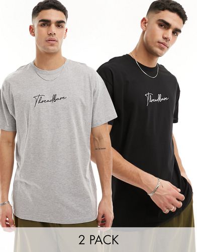 Confezione multipack di T-shirt nere e grigie - Threadbare - Modalova