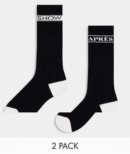 Ski - Confezione da 2 paia di calzini bianchi e neri - Threadbare - Modalova