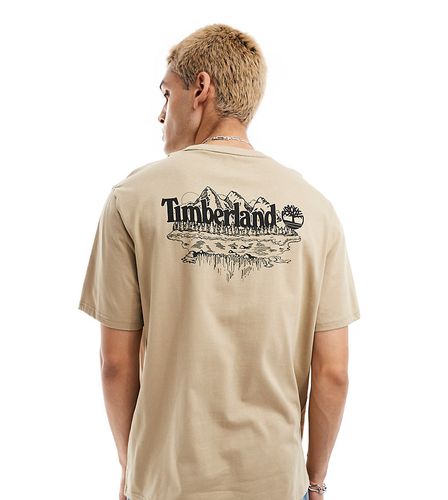 T-shirt oversize beige con stampa grande di montagne sulla schiena - In esclusiva per ASOS - Timberland - Modalova