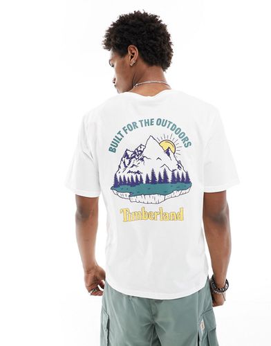 T-shirt oversize bianca con stampa di paesaggio di montagna sul retro - Timberland - Modalova