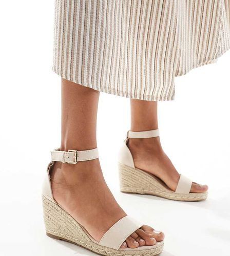 Espadrilles con zeppa alta in iuta e pianta larga beige - Truffle Collection - Modalova