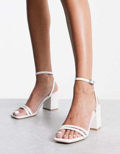 Sandali minimal bianchi con tacco largo e punta quadrata - Truffle Collection - Modalova