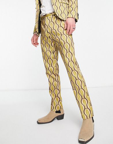 Pantaloni da abito in rasatello con stampa astratta anni '70 - Twisted Tailor - Modalova