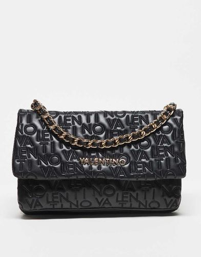 Valentino - Dram - Borsa a tracolla nera con logo ricamato e catenina - Valentino Bags - Modalova