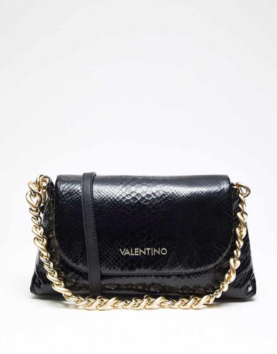 Valentino - Friends - Borsa a battente con tracolla a catenina nera effetto pitonato - Valentino Bags - Modalova