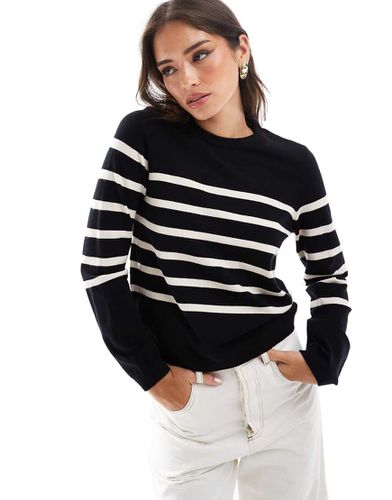 Maglione girocollo con righe color crema - Vero Moda - Modalova