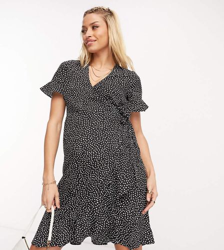 Vestito corto a portafoglio con stampa a pois - Vero Moda Maternity - Modalova