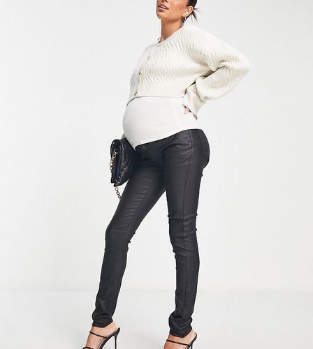 Leggings spalmati neri con fascia per il pancione - Vero Moda Maternity - Modalova