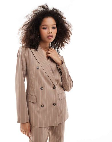 Aware - Blazer doppiopetto oversize beige gessato in coordinato - Vero Moda - Modalova