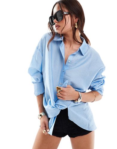Camicia oversize azzurra aperta dietro con bottoni doppi - Vero Moda - Modalova