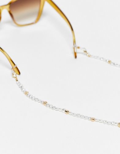 Catenina per occhiali da sole bianca con perle sintetiche e fiorellini - Vero Moda - Modalova