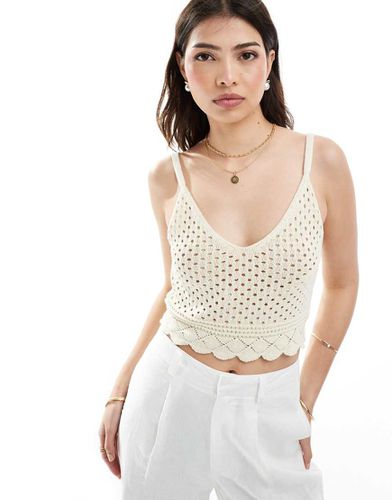 Crop top stile canottiera color crema all'uncinetto - Vero Moda - Modalova