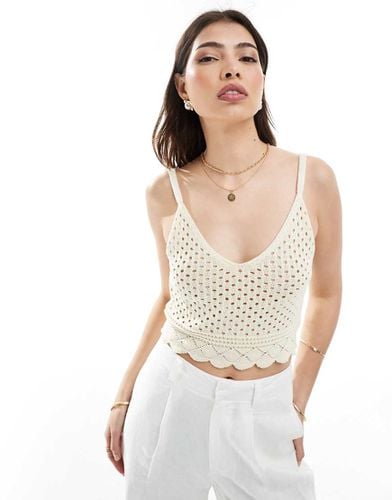 Crop top stile canottiera color crema all'uncinetto - Vero Moda - Modalova