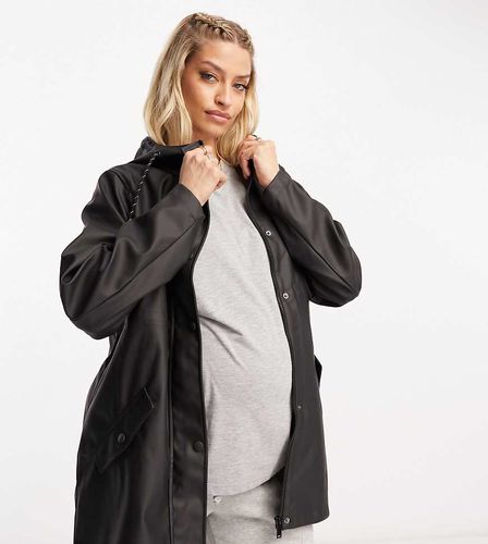 Vero Moda - Giacca premaman antipioggia gommata nera con cappuccio - Vero Moda Maternity - Modalova