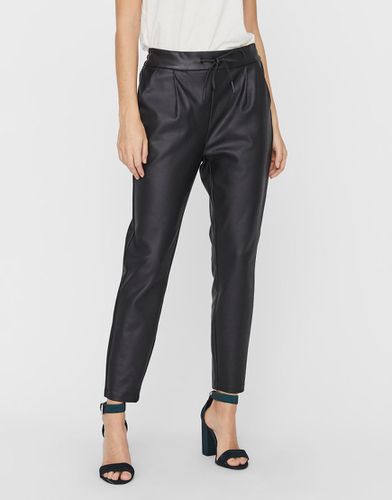 Joggers allacciati in vita neri in pelle sintetica - Vero Moda - Modalova