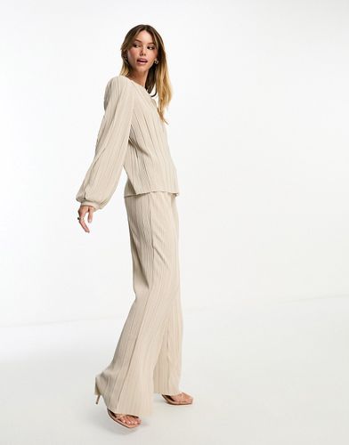 Pantaloni plissé crema a fondo ampio in coordinato - Vero Moda - Modalova