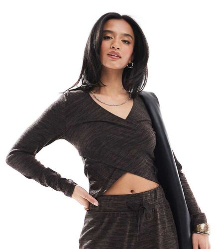 Top d'ensemble cache-caur en jersey - Chocolat chiné - Vero Moda Petite - Modalova