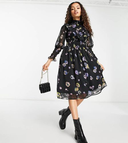 Vestito midi arricciato a fiori - Vero Moda Petite - Modalova