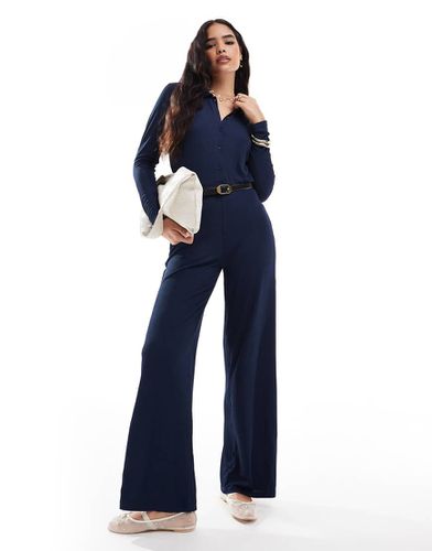 Tuta jumpsuit medio in jersey con colletto e bottoni sul davanti - Vero Moda - Modalova