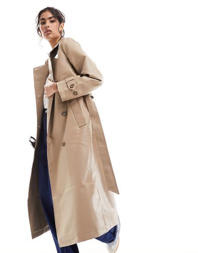 Trench color pietra in pelle sintetica con cintura - Vero Moda - Modalova