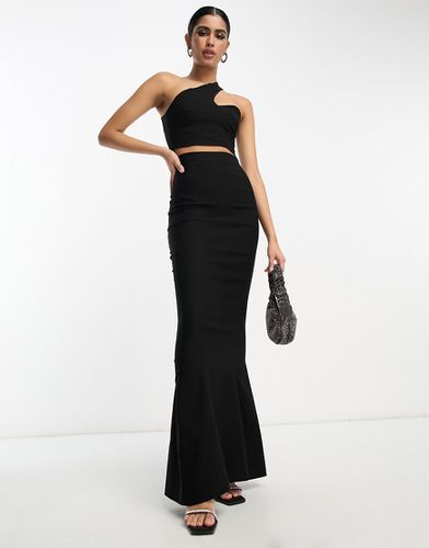 Crop top nero con spallina sottile nero in coordinato - Vesper - Modalova