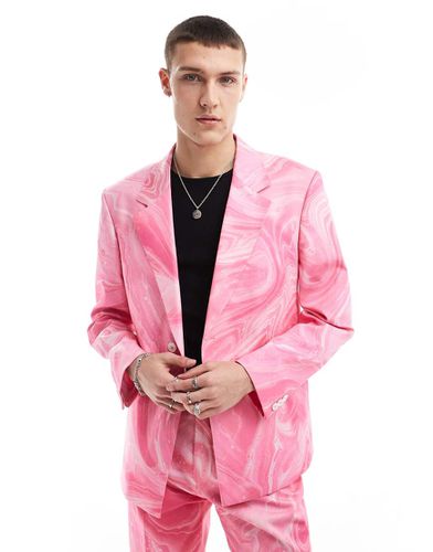 Giacca da abito oversize rosa con stampa a vortici - Viggo - Modalova