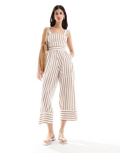 Tuta jumpsuit a righe combinate con laccio sul retro - Vila - Modalova