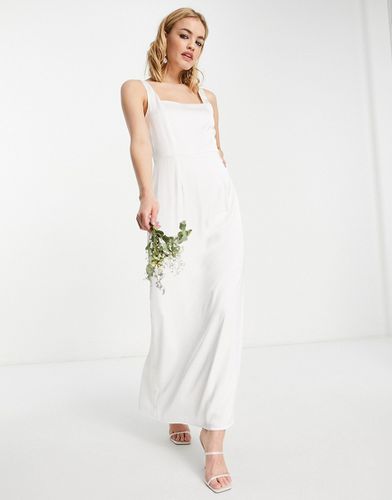 Vestito midi da sposa con scollo squadrato, color avorio - Vila - Modalova