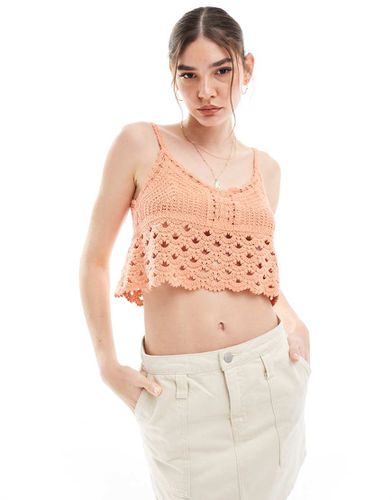 Crop top all'uncinetto color albicocca con spalline sottili - Vila - Modalova