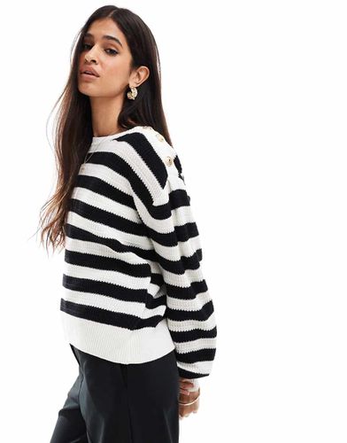 Maglione monocromatico a righe con bottoni sulle spalle - YAS - Modalova