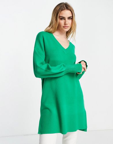 Pullover verde taglio lungo in maglia - Y.A.S - Modalova