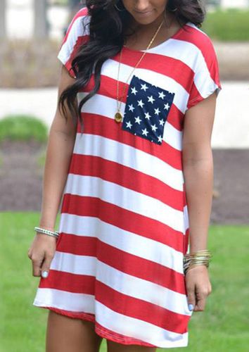American Flag Pocket Mini Dress without Necklace - Stripe - unsigned - Modalova