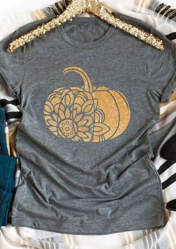 Floral Pumpkin Short Sleeve T-Shirt Tee - unsigned - Modalova