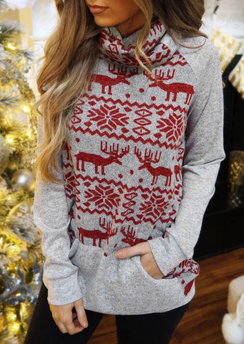 Christmas Snowflake Reindeer Sweater - Gray - unsigned - Modalova