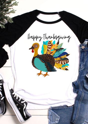 Happy Thanksgiving Turkey T-Shirt Tee - White - unsigned - Modalova