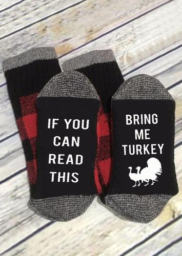 Thanksgiving Bring Me Turkey Plaid Socks - unsigned - Modalova