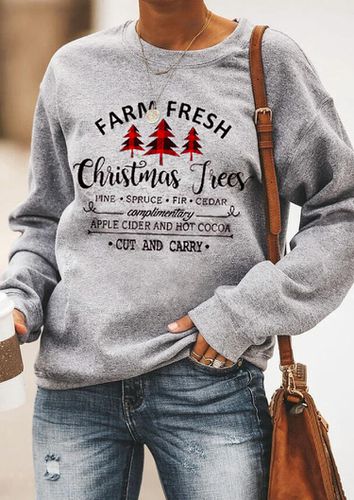 Christmas Tree Plaid Splicing Sweatshirt without Necklace - Gray - unsigned - Modalova