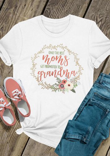 Only The Best Moms Get Promoted To Grandma T-Shirt Tee - White - unsigned - Modalova