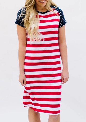 American Flag Star Striped Splicing Casual Dress - unsigned - Modalova