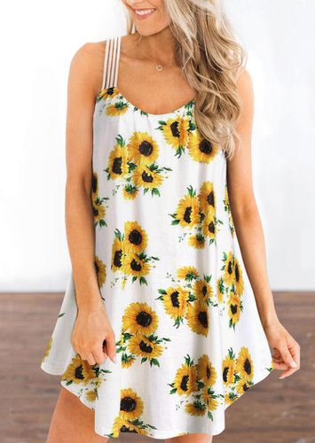 Sunflower Irregular Cross Mini Dress without Necklace - White - unsigned - Modalova