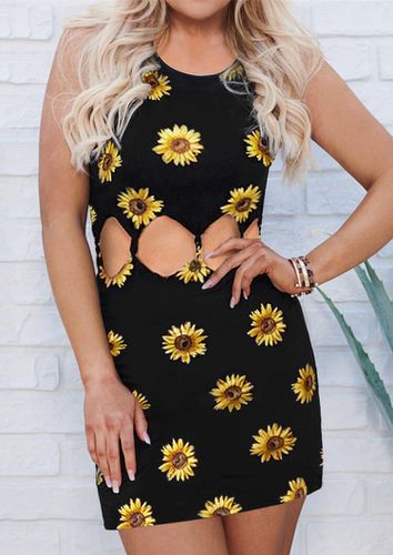 Sunflower Hollow Out Mini Dress - Black - unsigned - Modalova