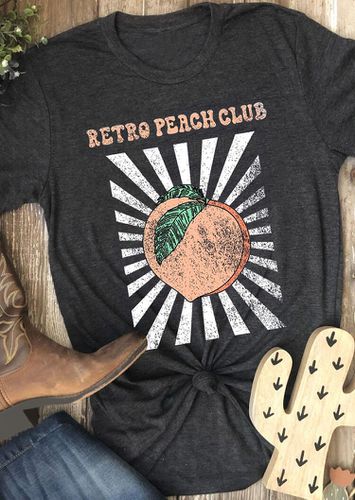 Retro Peach Club T-Shirt Tee - Dark Grey - unsigned - Modalova