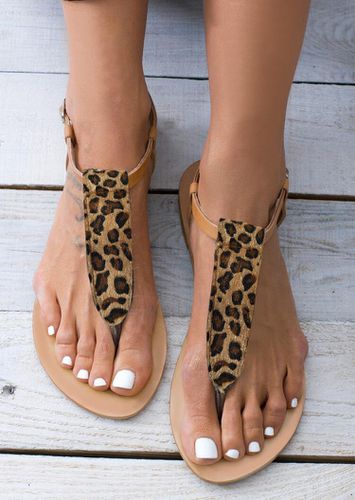 Leopard Slip On Flat Sandals - unsigned - Modalova