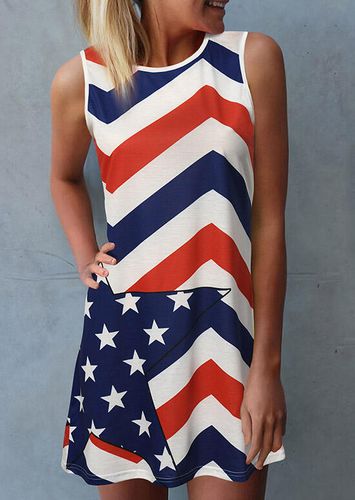 American Flag Star Sleeveless Mini Dress - unsigned - Modalova