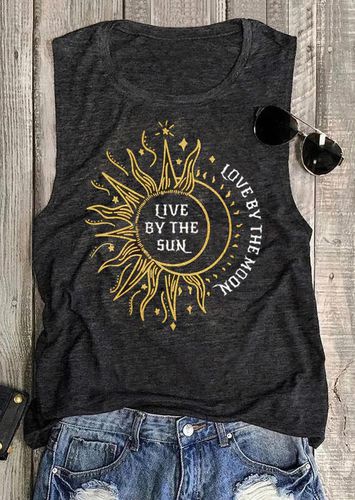 Sunflower Live By The Sun Love By The Moon Tank - Gray - unsigned - Modalova